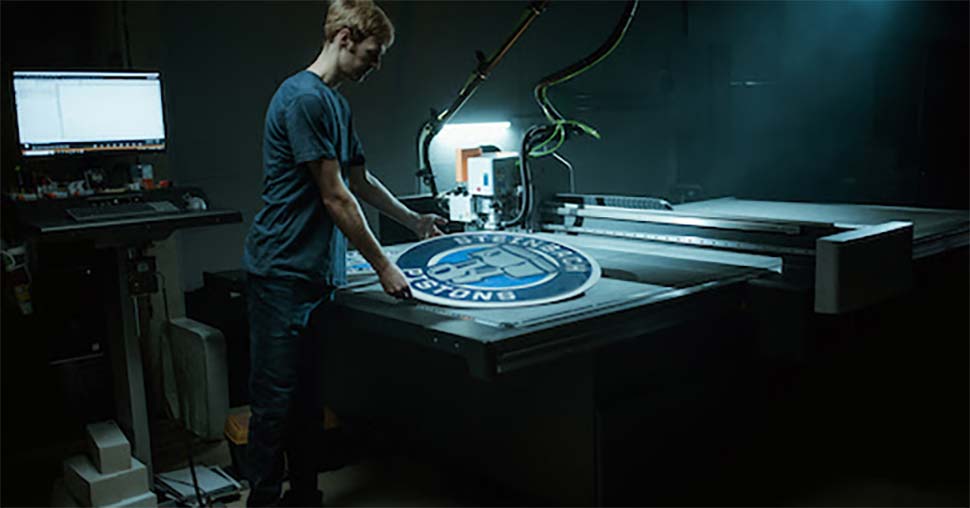 Print Studio One’s Wide Format Specialist and lead Kongsberg operator Sam Toews, seen putting the X24 through its paces.